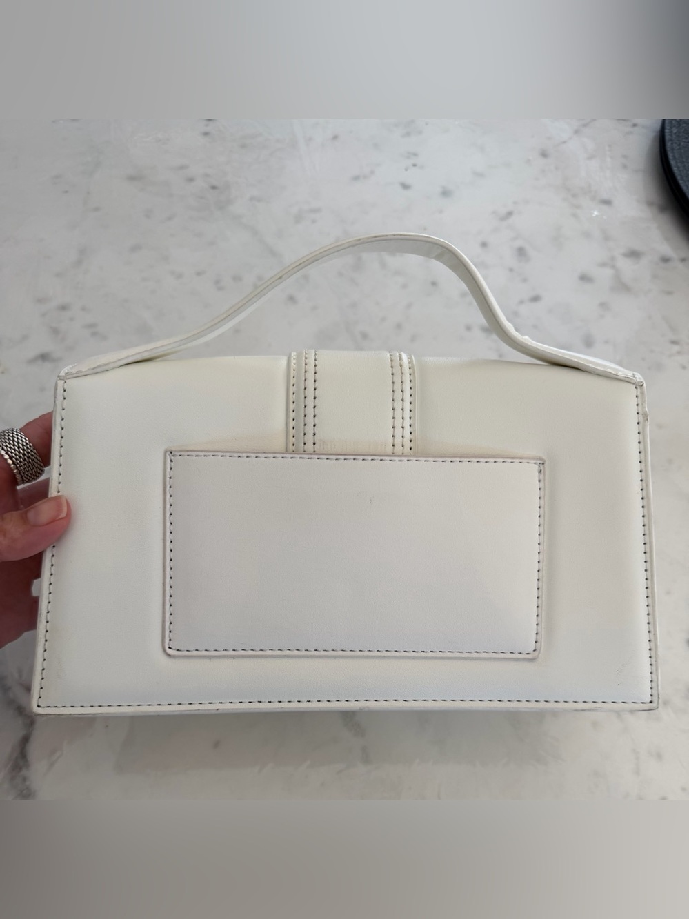 Jacquemus Bambino Le Grand Large White Leather Crossbody top handle Bag - Picture 2 of 10